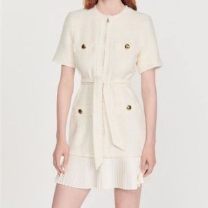 Sandro Tweed-effect woolen coat dress